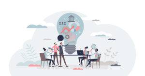 Treffen zur Projektstrategie und zur Entwicklung eines Start-up-Unternehmens, Illustration