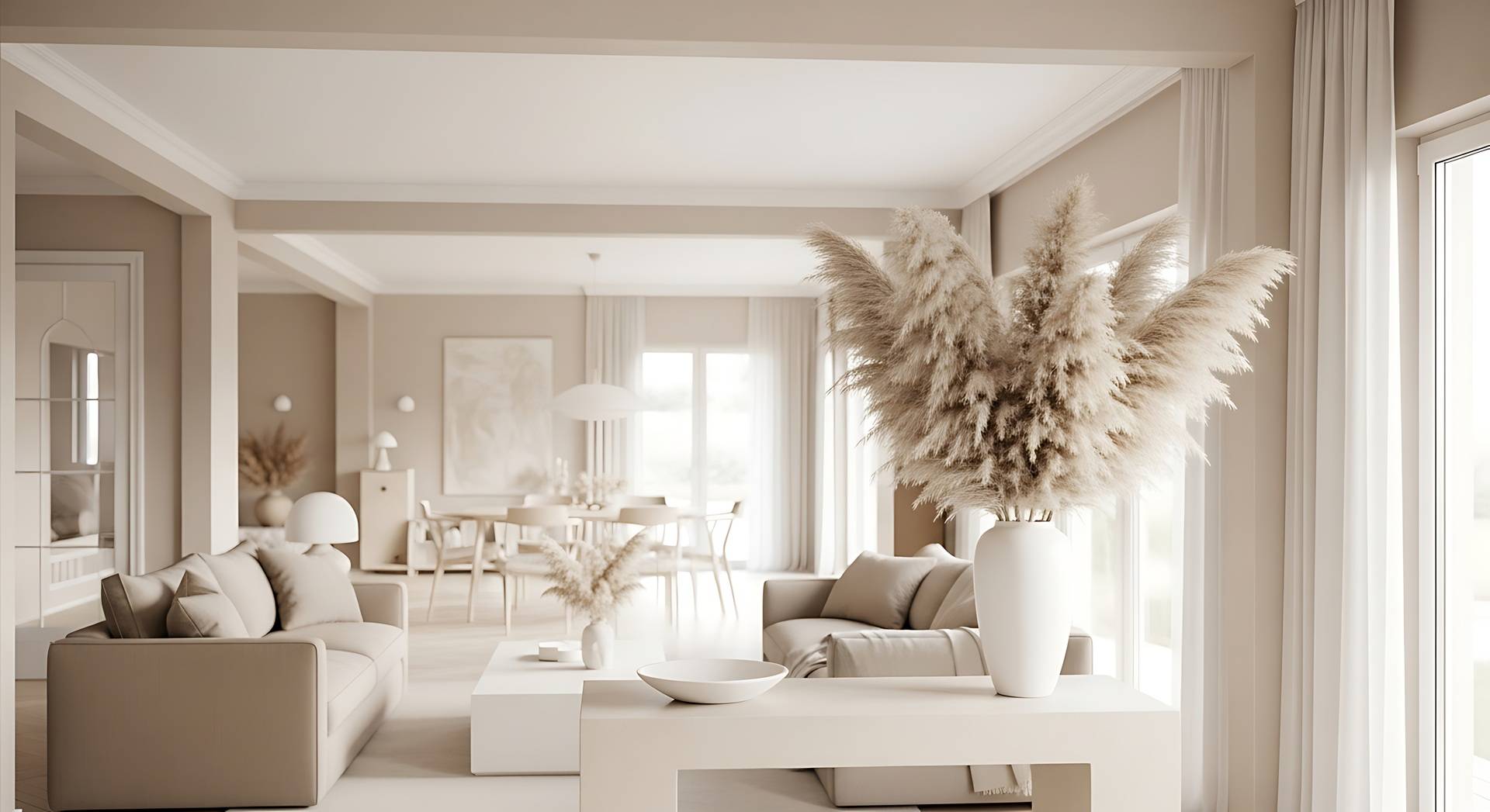 Helles Wohnzimmer in Beige-Tönen | Vinylboden kaufen
