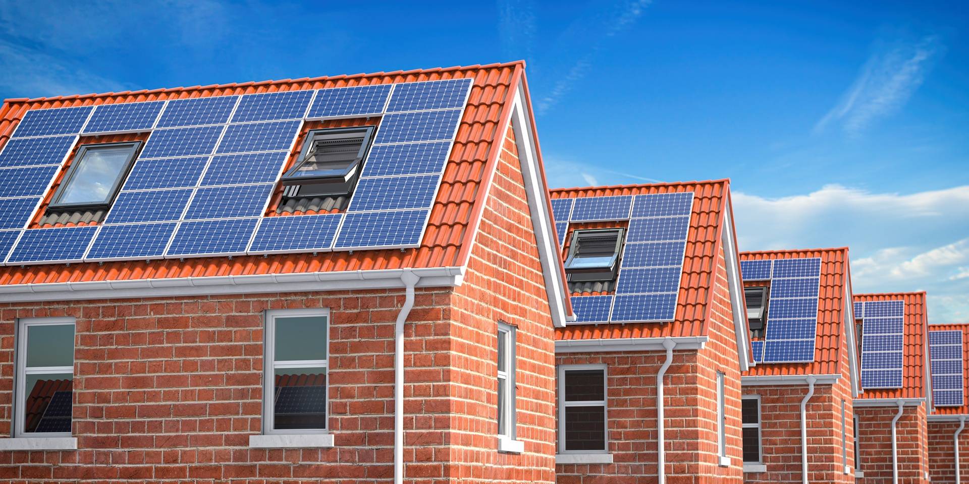 Reihenhäuser mit Solarmodulen auf Dach | SMA Sunny Tripower